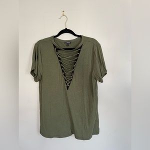 Express oversized lace front tee